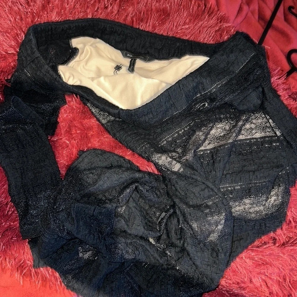 BCBG maxazria black lace on Nude body corn  long sleeve HALLE dress - Picture 13 of 14